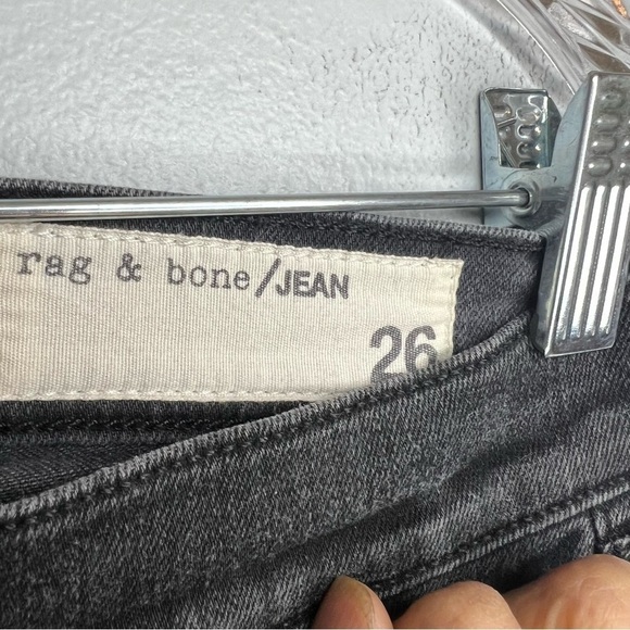 Rag & Bone Women's 26 Mid Rise Skinny Distressed Moto Jeans Black Side Zipper - Picture 7 of 10